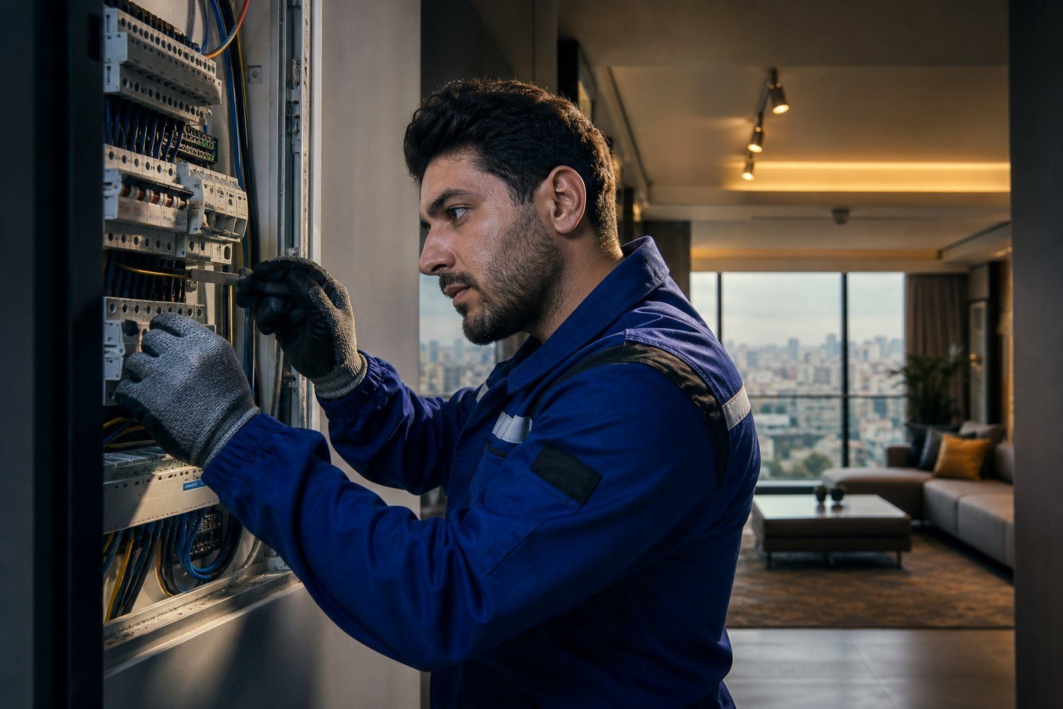 Elektrik ustası Ankara'da çalışırken